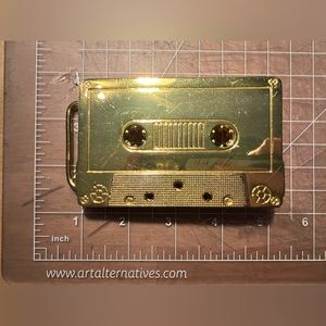 Golden Cassette Tape belt buckle